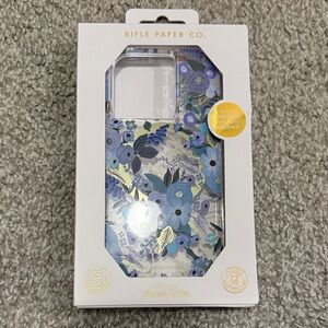 NWT Rifle Paper Co. Case-Mate Garden Party Blue Floral iPhone 15 Pro Case